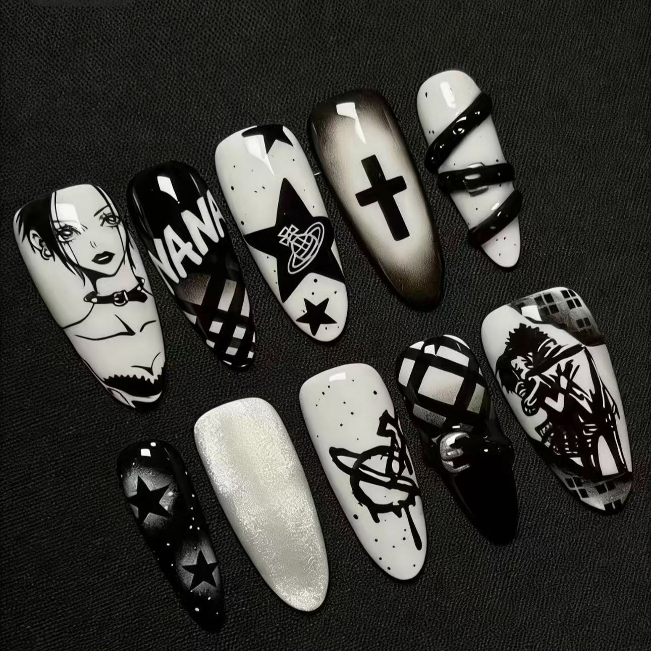 Nail Art - NANA Punk Style Nails Dark Aesthetic