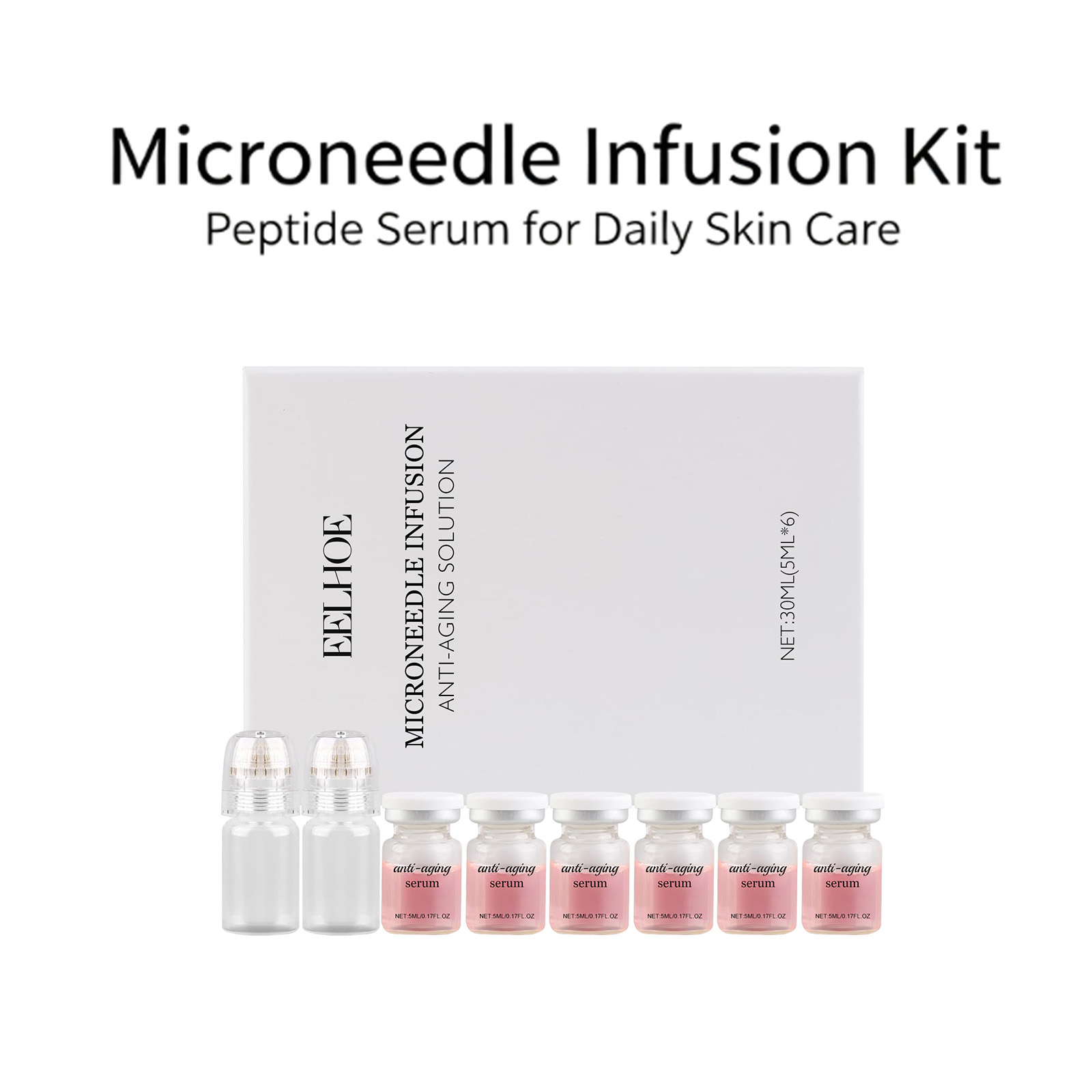 Hyaluronic Acid Facial Serum - 0.2mm Microneedle Serum Kit 6 Vials